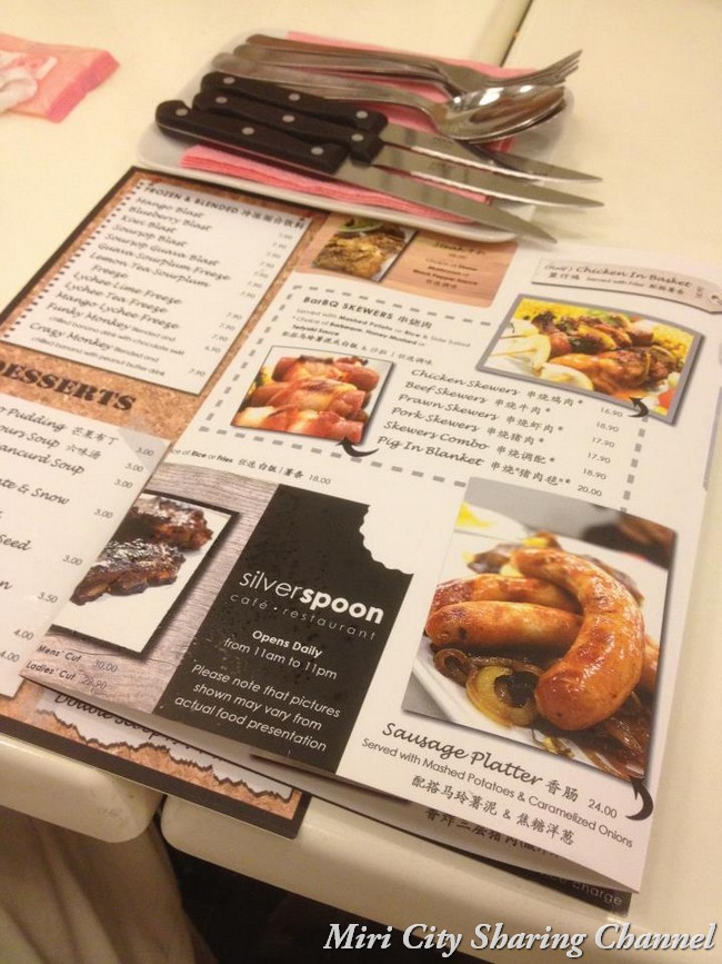 The Silverspoon menu