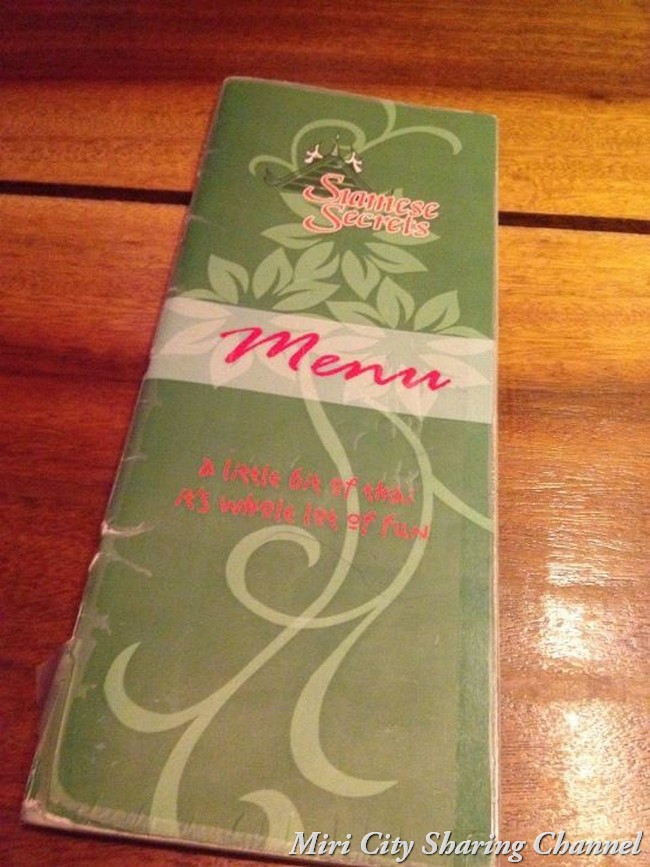 Siamese Secrets Miri Menu