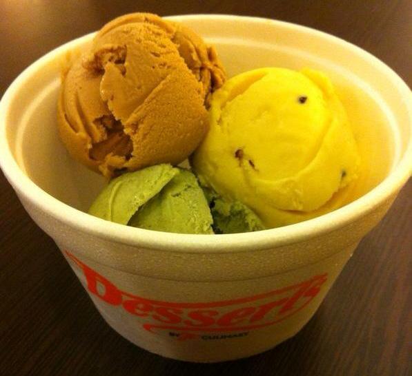 3 Scoops of Ice cream at Desserts Pelita Miri
