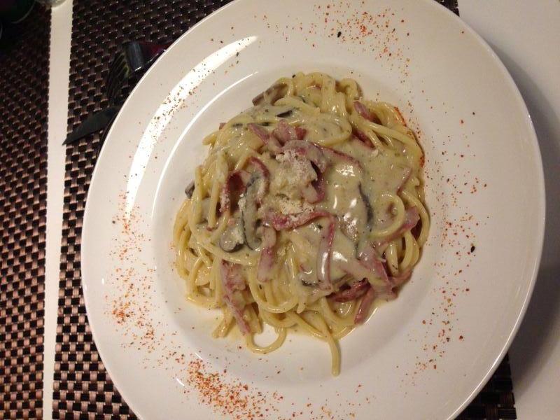 Tasty Carbonara at Surf and Turf Fusion Dining Miri