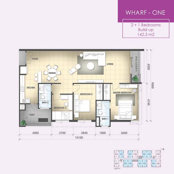The Wharf Miri floorplan type 1