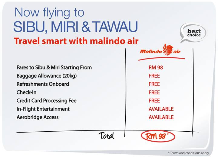 Malindo Air flying to Sibu Miri and Tatau
