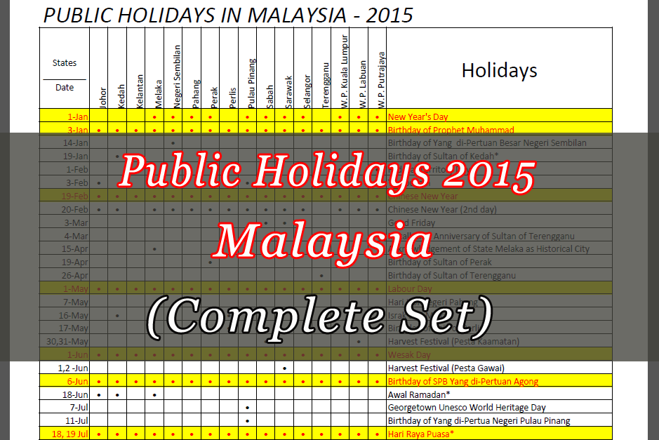 Public Holidays 2015 Malaysia download