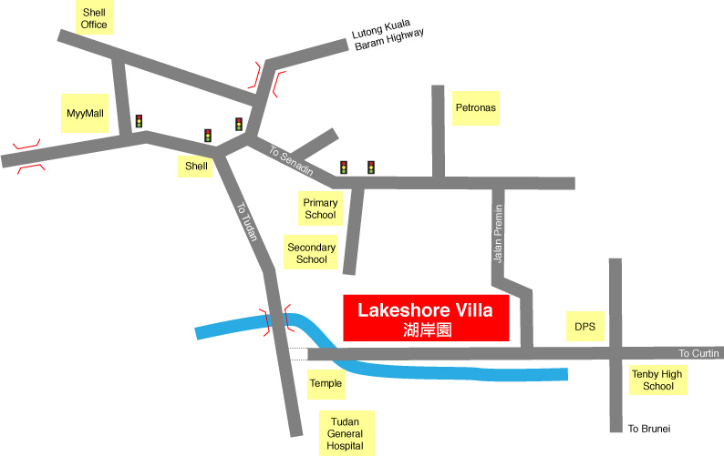 lakeshore map Miri City