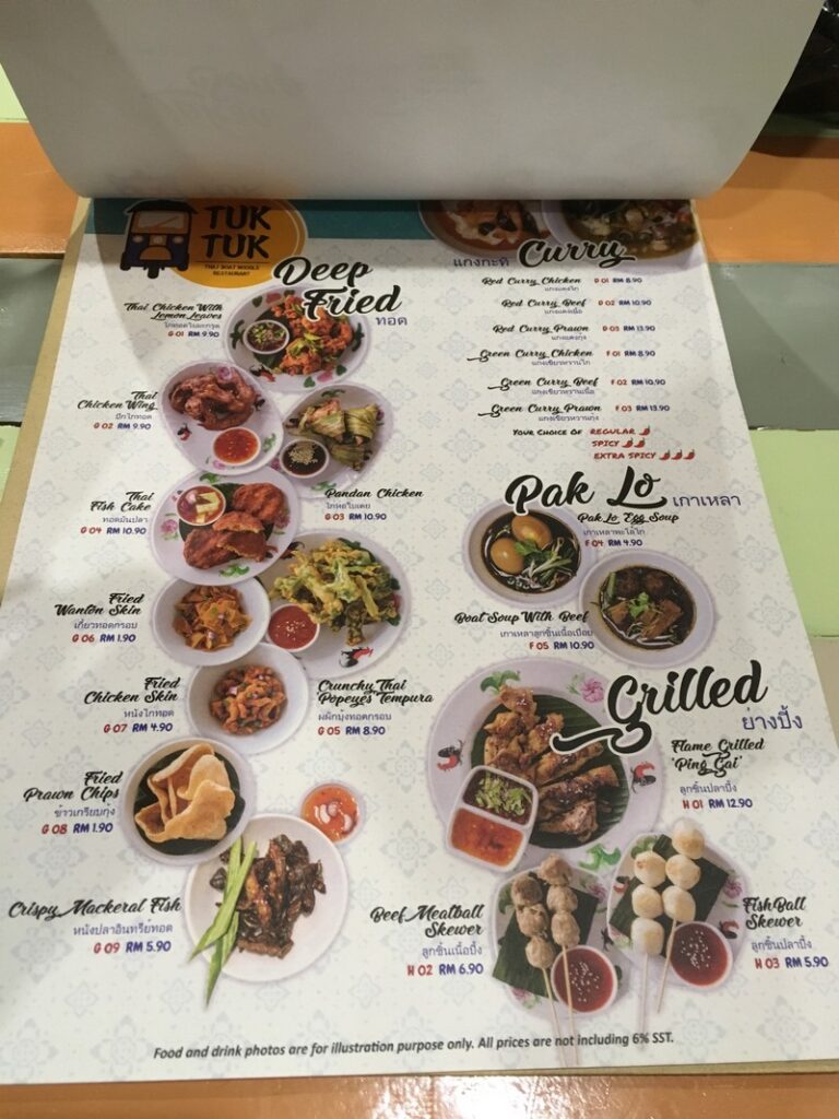 Tuk Tuk Thai Boat Noodle Restaurant Full Menu Preview Miri City Sharing