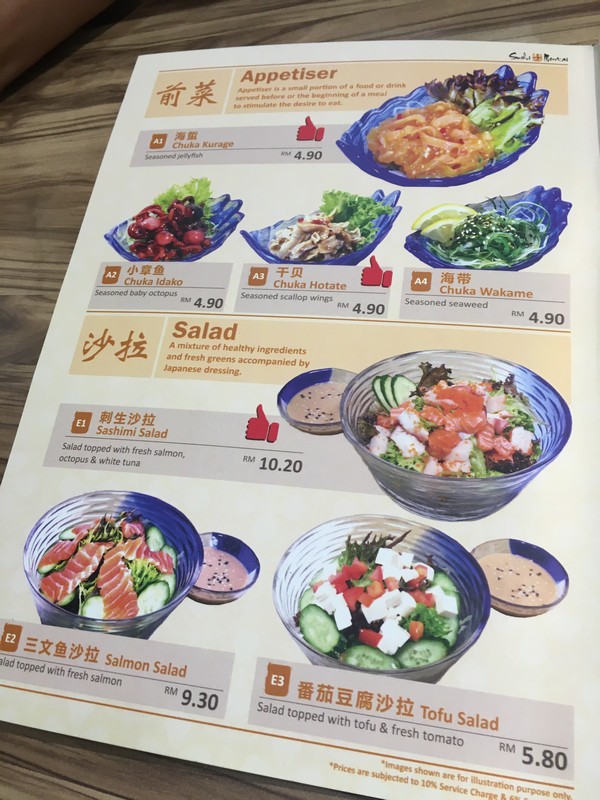 Affordable Sushi Menu in Sushi Mentai Miri - Miri City Sharing