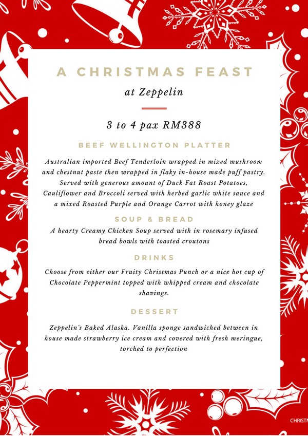 Christmas Dinner Menu now at Zeppelin Miri – Miri City Sharing